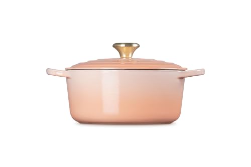 Le Creuset Signature Emaillierte gusseisenrunde Auflaufform mit Deckel, 24 cm, 4,2 Liter, Peche – Ansicht 3
