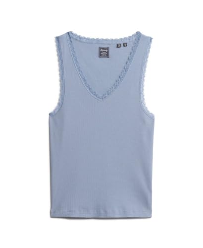 Superdry Vintage Lace Trim Vest W6011838A Tidal Blue Taille 10/12, Manteau pour Femme, 38-40