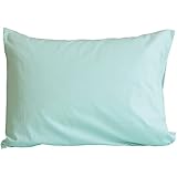 MORE 枕カバー ピロケース 日本製 綿100 合わせ式 高密度200本 ホテル品質 抗菌防臭加工 (ライトブルーグリーン, M 43×63cm)