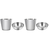 2 Sets Gemüsegewürze Partys Zuhause Stahl Sushi Geschirr Restaurant Tassen for französische Auflaufförmchen Tater mit Aufbewahrung Edelstahl Sauce Vorspeise Tasse Schüssel Gericht Pommes Lebensmittel