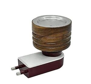 HNL Kapoor Dani Incense Holder Electric Camphor Burner Beautiful Smart Ceramic Kapur Dani Night Lamp with Switch,Aroma Diffuser and Dhupdani with Bakhoor,for Office and Home (Wooden)