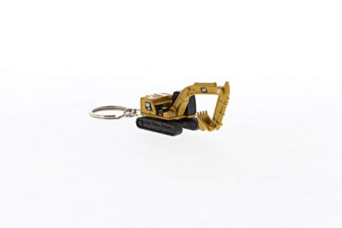 Diecast Masters 85981 - Caterpillar Kettenbagger 320 als Schlüsselanhänger, detailgetreues Metall CAT Baufahrzeug, ca. 3,5 x 2 x 2 cm, Gelb