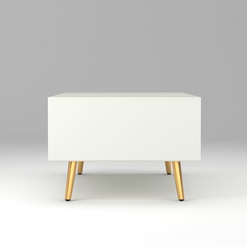 Image of ONIJA Modern Coffee Table for Living Room | HDMR Premium Wood Center Table with Storage Shelf | Matte Finish Coffee Table | Wooden Tea Table with Sturdy Legs (White)