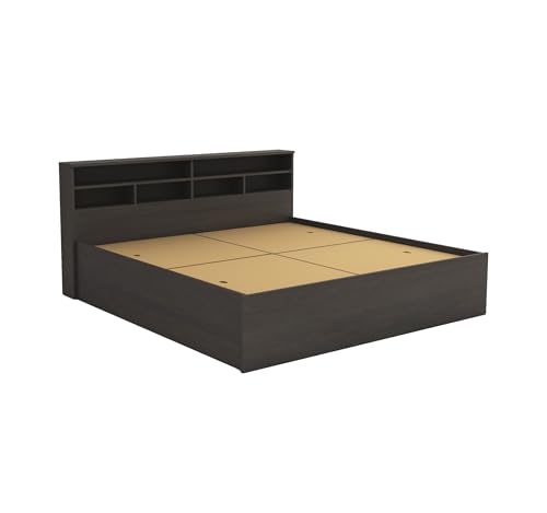 Image of DesignFit Engineered Wood King Size Bed with Box Storage | Wooden Double Bed Cot Palang Furniture for Bedroom Living Room (Wenge Finish) |1 Year Warranty