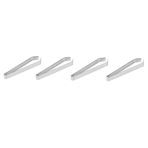 POPETPOP 4pcs Stainless Steel Food Tweezers Set Flat and Tips Kitchen Pliers for Cooking and Hair Removal Essential Cooking Tools for Home Chefs