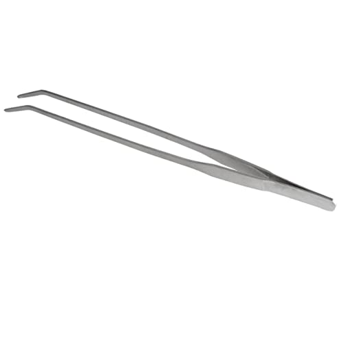 Happyyami 38cm Curved Tip Stainless Steel Tweezers Plant Tweezers for Aquarium Fish Tank Plant Tongs Carbonation Protection Coating