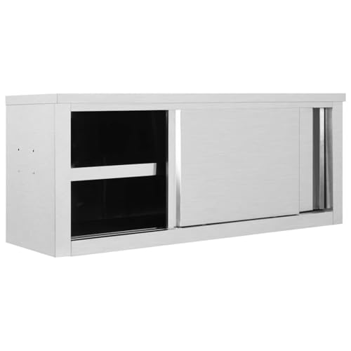 Homgoday Armario gastro de acero inoxidable con 2 puertas correderas, 120 x 40 x 50 cm, higiénico y resistente a la corrosión Model51053