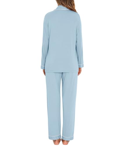 Image of Women's Pajama Sets Long Sleeve Sleepwear Button Up Shirt With Pajama Pants Soft Pjs Lounge Sets