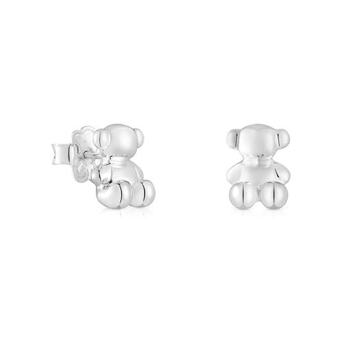 TOUS Pendientes Oso para Mujer de Plata de Primera Ley, 10 mm, Colección Bold Bear