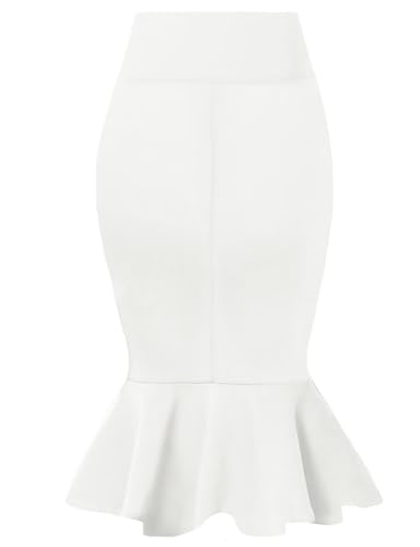 Image of HyBrid & Company Womens Premium Nylon Ponte Stretch Office Fishtail Pencil Skirt High Waist Made in The USA Below Knee