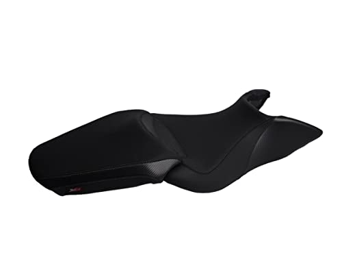 Moto Discovery Sitzbankbezug kompatibel mit Aprilia Mana 850 2007-2016 schwarz mit schwarzen Nähten