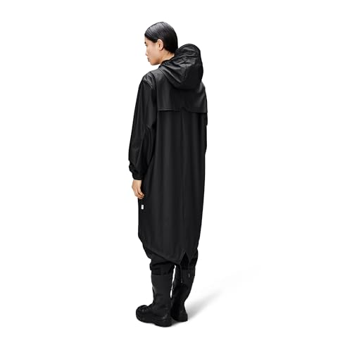 Image of RAINS Fishtail Parka - Waterproof Longline Raincoat, Men and Women | Waterproof PU parka for men and women; 5000 mm water column, welded seams, fishtail hem, hood, windproof, longline coverage
