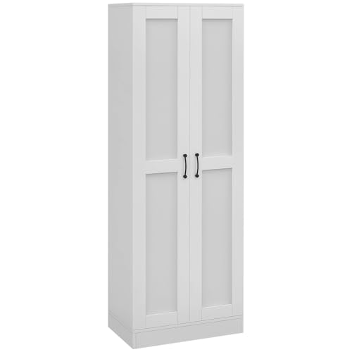 HOMCOM Armadio a 2 ante con 4 ripiani, stile contemporaneo, multifunzionale per camera da letto, ufficio, cucina, 60L x 36,5L x 175H cm, bianco