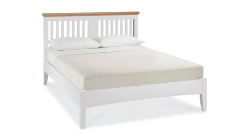 Image of APRODZ Solid Wood Without Storage King Size Parma Bed for Bedroom Stylish | White & Brown Finish