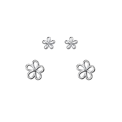 2 Pairs of Mini Daisy Flower Stud Earrings Dainty 925 Sterling Silver Cute Sunflowers Studs for Women Hypoallergenic Sensitive Ears Cartilage Helix Conch Piercing Studs Birthday Jewelry Set Gifts