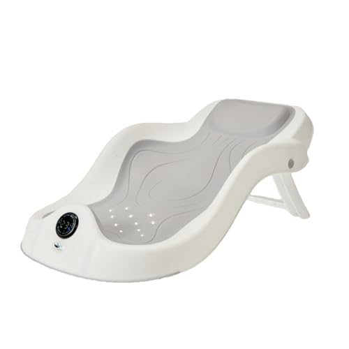 Intelligente Baby-Badewannenliege - mit Temperaturanzeige Sicherheitsgestell wandmontierbar Badeauflage für Neugeborene. Ergonomischer Badesitz für Babybadewannen (Grey)
