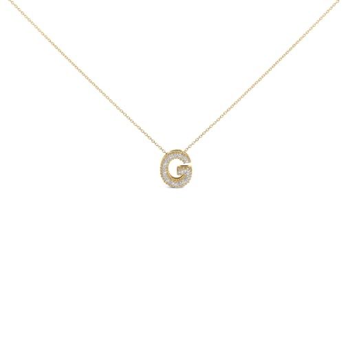 Yellow Gold Vermeil Diamond Accent "G" Initial Bubble Pendant Necklace