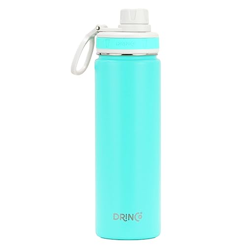 Image of Drinco Stainless Steel Water Bottle Spout Lid Vacuum Insulated Double Wall Water Bottle Wide Mouth Leak Proof Keep Cold Sport Camping Hiking (22oz Teal)