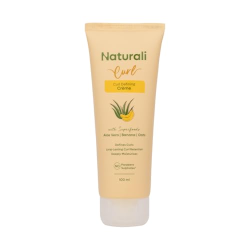 Image of Naturali Curl Defining Creme with Aloe Vera, Banana & Oat Flour | Controls Frizz & Defines Soft Curls | Protects Against Humidity | Sulphate & Paraben Free| Leave-In for Wavy & Curly Hair | 100ml