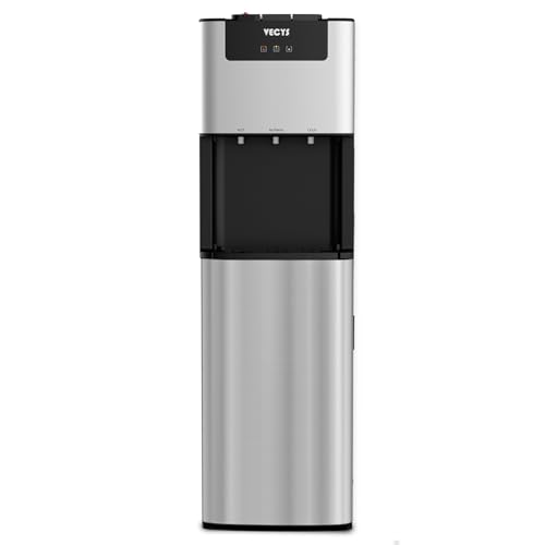 VECYS Bottom Loading 3 5 Gallon Self-Clean Water Dispenser, Hot Cold Room Temper Water Cooler with Child Safety Lock, 304 Stainless Steel Reservoirs and Water Intake Tube