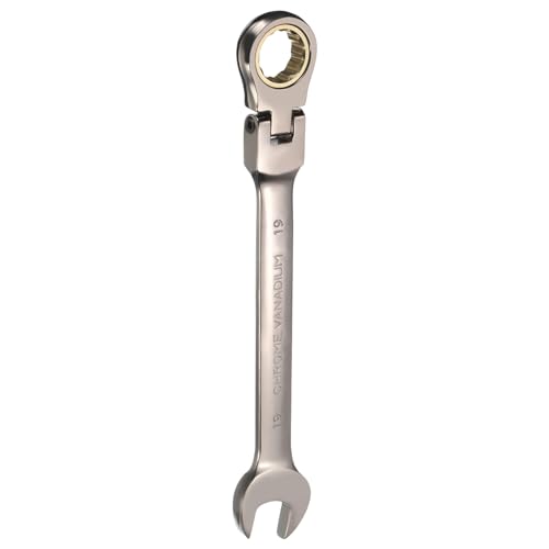 Image of sourcing map Flex-Head Ratcheting Combination Wrench 19mm Metric 72-Teeth CR-V Steel Nickel Plated Open End Ratchet Spanner Gear for Fasteners Nut Bolt