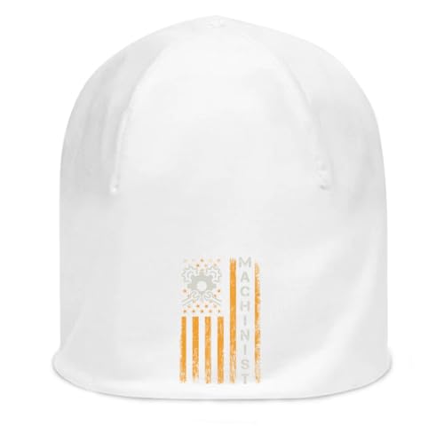 Bonnet coton fin extensible blanc motif drapeau USA de la marque Machinist
