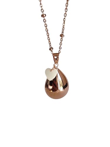 Bola de Grossesse En Forme de Goutte avec Breloque Cœur en Nacre, Disponible en Couleur Or, Or Rose, Argent, Cadeau Femme Enceinte (Or rose)