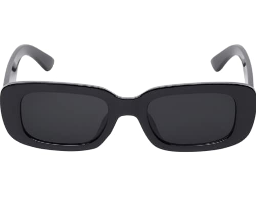 Image of Retro Rectangle Sunglasses for Women & Men | UV400 Protection | Trendy Thick Frame Fashion Eyewear | Lightweight Casual Shades | Black & White Combo Pack