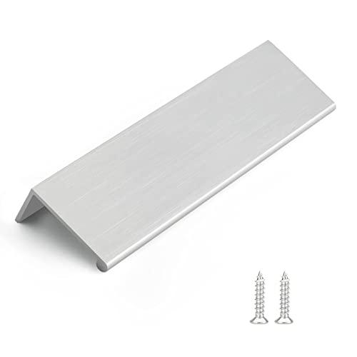 Image of Rergy 4 Pack 5 inch Cabinet Pulls Brushed Nickel Finger Pulls for Cabinets | Aluminum Alloy Silvery Edge Pulls Modern Cabinet Handles for Kitchen, Cupboard, Drawers, Dressers, Screws Included