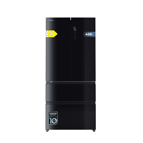Cecotec Réfrigérateur Semi-Intégrable avec Porte en Verre Bolero CoolMarket F2D 458 SBI Black Glass D, 458L, 190 cm de hauteur, 83,3 cm de largeur, Classe...