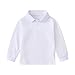 Girls' Polo Shirts Long Sleeve School Uniform Soft Classic Collar Top Girls Fashion (White,9-10 Years)