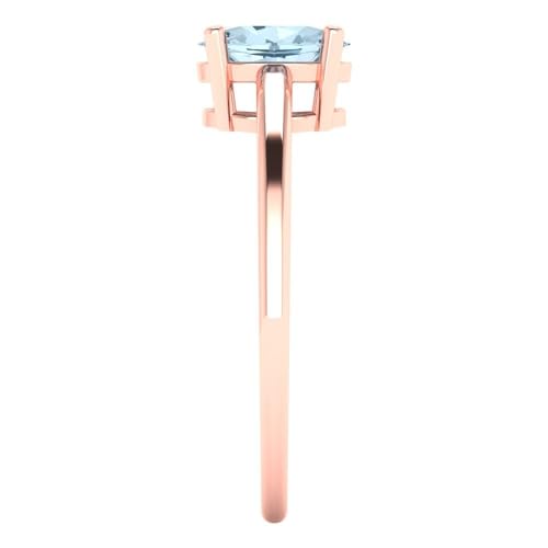 Clara Pucci 1 ctw Oval Cut Solid Gold Engagement Ring for Women - 14K Rose Gold - Natural Sky Blue Topaz Wedding Promise Ring for Her3