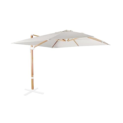 Alice's Garden - Parasol déporté carré 3x3m haut de gamme - Falgos - ecru- Parasol excentré inclinable. rabattable et rotatif à 360°.