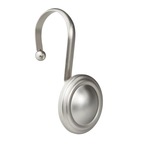 CHICTIE Nickel Shower Curtain Hooks Rings Decorative Silver Shower Hook for Shower Curtain Rustproof Modern Shower Rings Hangers for Bathroom Curtains Rods Set of 12