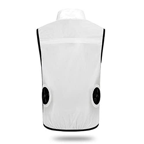 QGGESY Veste rafraîchissante d'été, vêtements climatisés par Ventilateur, vêtements de Protection Solaire, Gilet d'extérieur,White,S Cover