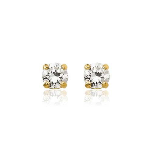 14K Solid Yellow Gold 2.5mm Round Cubic Zirconia CZ Stud Earrings3