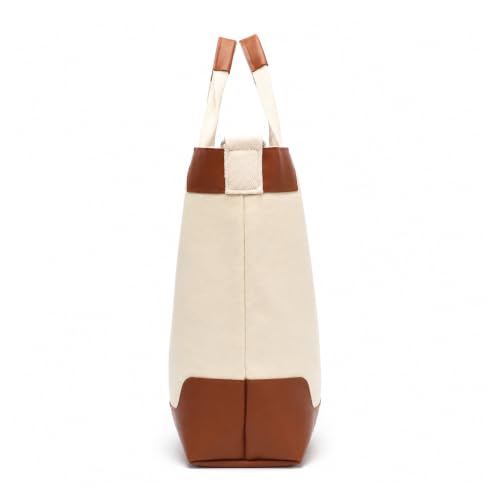 Image of Canvas Tote Bag For Women inside out bag Crossbody Handbag with Adjustable Strap and Coin Purse for Work,Travel,Grocery