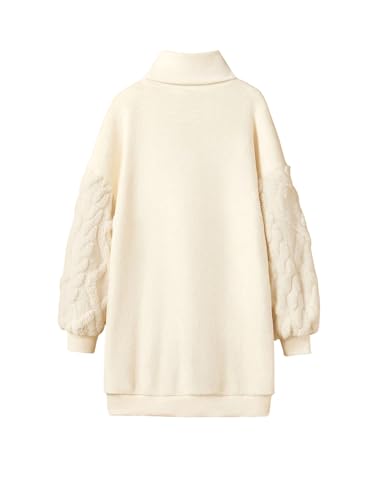 SweatyRocks Girl's Button Front Fuzzy Dress Asymmetrical Long Sleeve High Neck Dresses2