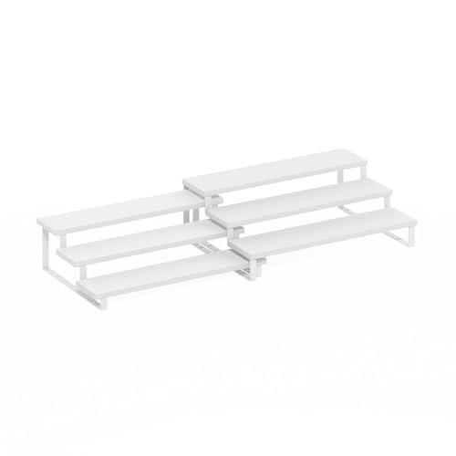 Image of Furinno RAVEL Kitchen Countertop Organizer Set of 2, 3-Tier Nesting Metal Frame Counter Shelves, Kitchen Storage, Expandable, Spice Rack, for Pantry, Coffee Bar, White