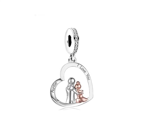 Abalorio de plata para pulseras Pandora que celebra el amor único entre tías y sobrinas