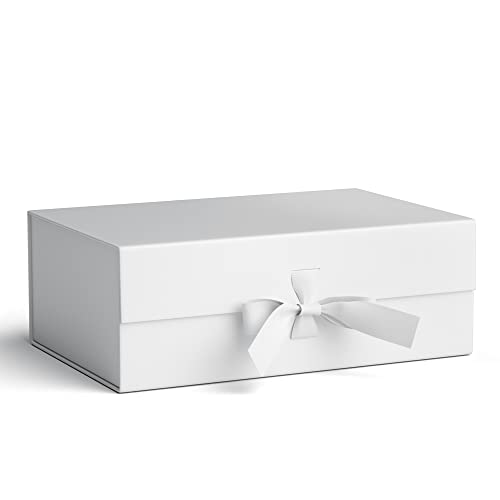 GIFTSAY Magnetic Gift Box for Presents 32.2 x20.3 x11.4 cm Large Gift Boxes White with Lid for Gifts Paper Wedding Favor Boxes Birthday Gift Box Bulk Party Favor Boxes