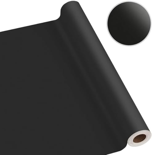 WALLMATE Self Adhesive Wallpaper Peel & Stick Cabinets Home Kitchen Wallpaper(12x100 Inch,Black Matte)