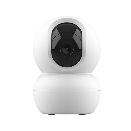 Trust IPCAM-2800 Überwachungskamera Innen 360°, WLAN Kamera mit Nachtsicht, Eingebaute Sirene/Mikrofon, Personenerkennung, Innenkamera mit App-Kontrolle, Smart Home Videoüberwachung, Weiß