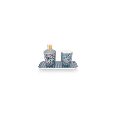 PiP Studio Set of 3 Bathroom Accessories Flowery Light Blue Cover