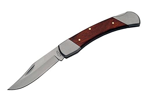 SZCO 5' Big Lockback Folding Pocket Knife for Men – Rite Edge Pocket Knife with Stainless Steel Blade, Wood Handle & Steel Bolsters (Classic Grip)