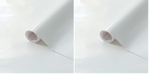 d-c-fix Pellicola Adesiva per mobili bianco tinta unita lucida PVC plastica vinile impermeabile decorativa per cucina, armadio, porta carta rivestimento 45 cm x 2 m (Confezione da 2)