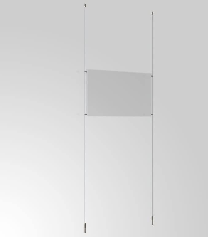 A1 Portrait Landscape Cable Wire Steel Rope kit Ceiling to Floor with Easy Access Pocket Cable Display System (2 A1 Landscape Panel with 2 Cables)