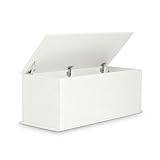 Caja de almacenamiento de madera con válvula de bisagra (blanco)