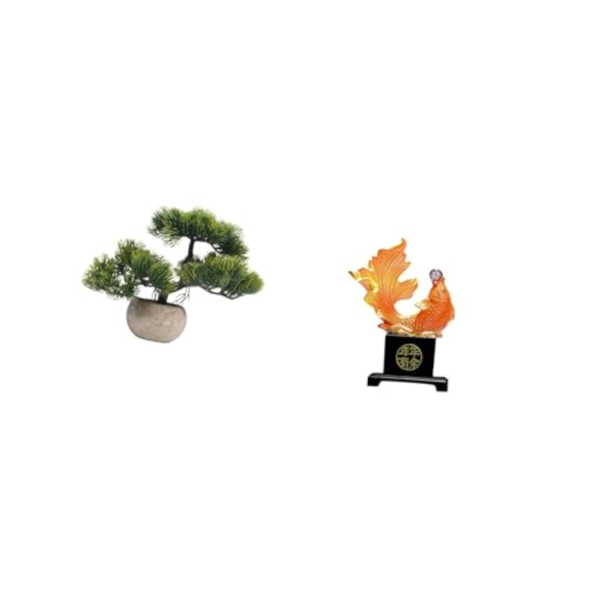 Artificial Bonsai Tree Greenery Collection Fish Sculpture
