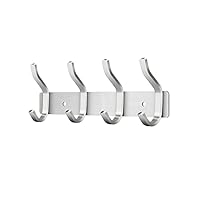 MEIJO Coat Hooks Wall Mounted, Coat Rack Wall Mounted Stainless Steel with 4 Hooks Heavy Duty Coat Hooks for Door, Bedroom, Bathroom, Kitchen(Silver, 4 Hooks)